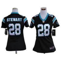 Women Nike Carolina Panthers #28 Jonathan Stewart Black Nike NFL Jerseys