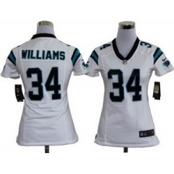 Women Nike Carolina Panthers #34 DeAngelo Williams White Nike NFL Jerseys