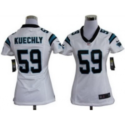 Women Nike Carolina Panthers 59# Kuechly White Nike NFL Jersey