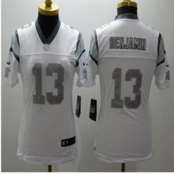 Women Nike Panthers #13 Kelvin Benjamin White Stitched NFL Limited Platinum Jersey