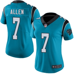 Women Panthers 7 Kyle Allen Blue Stitched Football Limited Rush Jersey