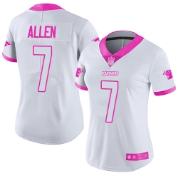 Women Panthers 7 Kyle Allen White Pink Stitched Football Limited Rush Fashion Jersey