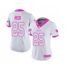 Womens Carolina Panthers 25 Eric Reid Limited White Pink Rush Fashion Football Jersey