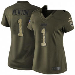 Womens Nike Carolina Panthers 1 Cam Newton Elite Green Salute to Service NFL Jersey