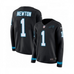 Womens Nike Carolina Panthers 1 Cam Newton Limited Black Therma Long Sleeve NFL Jersey