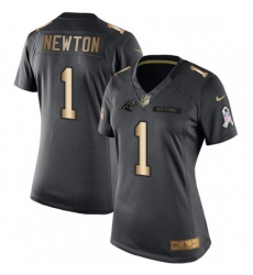 Womens Nike Carolina Panthers 1 Cam Newton Limited BlackGold Salute to Service NFL Jersey