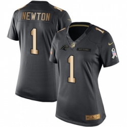 Womens Nike Carolina Panthers 1 Cam Newton Limited BlackGold Salute to Service NFL Jersey
