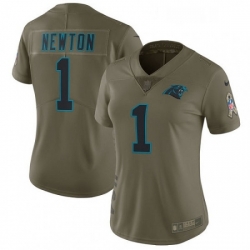 Womens Nike Carolina Panthers 1 Cam Newton Limited Olive 2017 Salute to Service NFL Jersey
