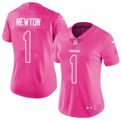 Womens Nike Carolina Panthers 1 Cam Newton Limited Pink Rush Fashion NFL Jersey