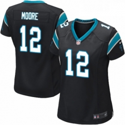 Womens Nike Carolina Panthers 12 DJ Moore Game Black Team Color NFL Jersey