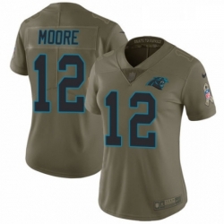 Womens Nike Carolina Panthers 12 DJ Moore Limited Olive 2017 Salute to Service NFL Jersey