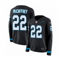Womens Nike Carolina Panthers 22 Christian McCaffrey Limited Black Therma Long Sleeve NFL Jersey