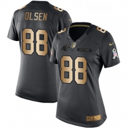 Womens Nike Carolina Panthers 88 Greg Olsen Limited BlackGold Salute to Service NFL Jersey