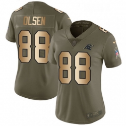 Womens Nike Carolina Panthers 88 Greg Olsen Limited OliveGold 2017 Salute to Service NFL Jersey