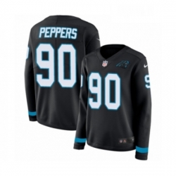 Womens Nike Carolina Panthers 90 Julius Peppers Limited Black Therma Long Sleeve NFL Jersey