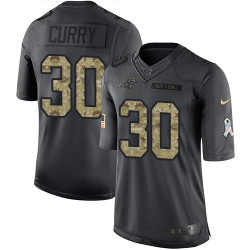 Nike Panthers #30 Stephen Curry Black Youth Stitched NFL Limited 2016 Salute to Service Jersey