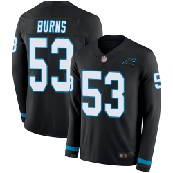 Panthers 53 Brian Burns Black Team Color Youth Stitched Football Limited Therma Long Sleeve Jersey