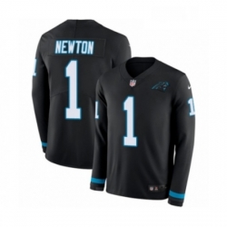 Youth Nike Carolina Panthers 1 Cam Newton Limited Black Therma Long Sleeve NFL Jersey
