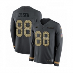 Youth Nike Carolina Panthers 88 Greg Olsen Limited Black Salute to Service Therma Long Sleeve NFL Jersey