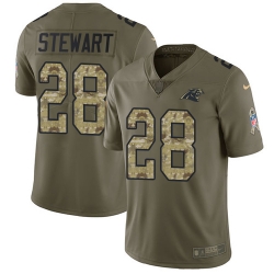 Youth Nike Panthers #28 Jonathan Stewart Olive Camo Stitched NFL Limited 2017 Salute to Service Jersey