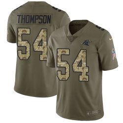 Youth Nike Panthers #54 Shaq Thompson Olive Camo Stitched NFL Limited 2017 Salute to Service Jersey