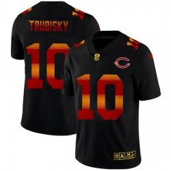 Chicago Bears 10 Mitchell Trubisky Men Black Nike Red Orange Stripe Vapor Limited NFL Jersey