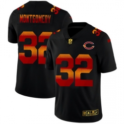 Chicago Bears 32 David Montgomery Men Black Nike Red Orange Stripe Vapor Limited NFL Jersey