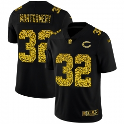Chicago Bears 32 David Montgomery Men Nike Leopard Print Fashion Vapor Limited NFL Jersey Black