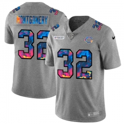 Chicago Bears 32 David Montgomery Men Nike Multi Color 2020 NFL Crucial Catch NFL Jersey Greyheather