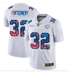 Chicago Bears 32 David Montgomery Men White Nike Multi Color 2020 NFL Crucial Catch Limited NFL Jersey