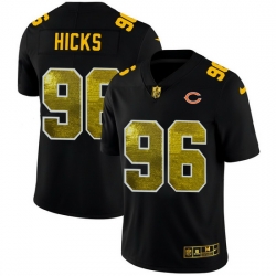 Chicago Bears 96 Akiem Hicks Men Black Nike Golden Sequin Vapor Limited NFL Jersey