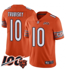 Men Chicago Bears 10 Mitchell Trubisky Orange Alternate 100th Season Limited Football Jersey