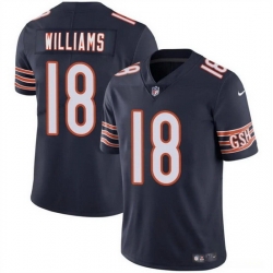 Men Chicago Bears 18 Caleb Williams Navy 2024 Draft Vapor Stitched Football Jersey