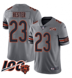 Men Chicago Bears 23 Devin Hester Limited Silver Inverted Legend 100th Season Football Jersey