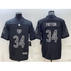 Men Chicago Bears 34 Walter Payton Black Reflective Limited Stitched Jersey