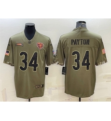 Men Chicago Bears 34 Walter Payton Olive 2022 Salute To Service Limited Stitched Jersey