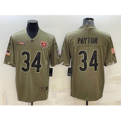 Men Chicago Bears 34 Walter Payton Olive 2022 Salute To Service Limited Stitched Jersey