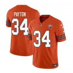 Men Chicago Bears 34 Walter Payton Orange 2023 F U S E  Throwback Limited Stitched Football Jersey