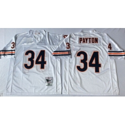 Men Chicago Bears 34 Walter Payton White M&N Road Throwback Jersey