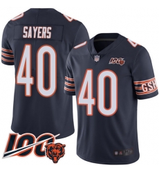 Men Chicago Bears 40 Gale Sayers Navy Blue Team Color 100th Season Limited Football Jersey