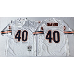 Men Chicago Bears 40 Gale Sayers White M&N Road Throwback Jersey