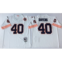 Men Chicago Bears 40 Gale Sayers White M&N Throwback Jersey