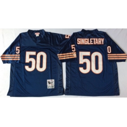 Men Chicago Bears 50 Mike Singletary Navy M&N Throwback Jersey