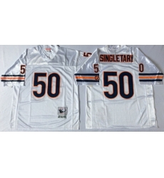 Men Chicago Bears 50 Mike Singletary White M&N Road Throwback Jersey
