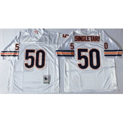 Men Chicago Bears 50 Mike Singletary White M&N Road Throwback Jersey