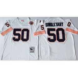 Men Chicago Bears 50 Mike Singletary White M&N Throwback Jersey