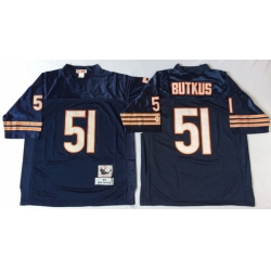 Men Chicago Bears 51 Dick Butkus Navy 1985 M&N Throwback Jersey