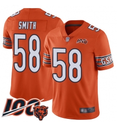 Men Chicago Bears 58 Roquan Smith Orange Alternate 100th Season Limited Football Jersey