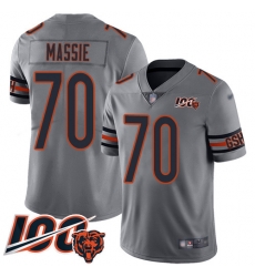 Men Chicago Bears 70 Bobby Massie Limited Silver Inverted Legend 100th Season Football Jersey