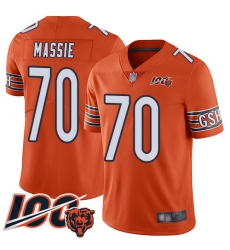 Men Chicago Bears 70 Bobby Massie Orange Alternate 100th Season Limited Football Jersey